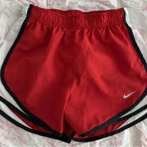Nike Women's Red and White Athletic Shorts